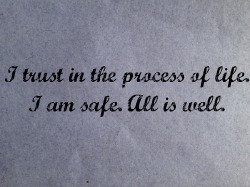 I trust in the purpose of life. I am safe. All is well. Affirmations