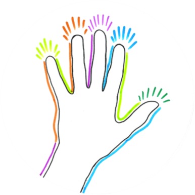 colourful hand, sense of touch, image from www.doorway-to-self-esteem.com