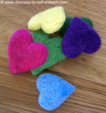 multi coloured felt hearts