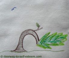 bendy tree pencil sketch, by www.doorway-to-self-esteem.com