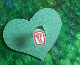 green heart with question mark front view, copyright www.doorway-to-self-esteem.com