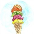 ice-cream watercolor, sense of taste